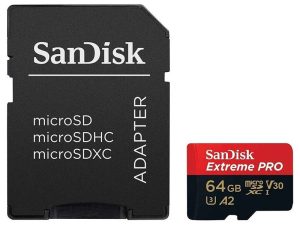 Карта памяти 64Gb SanDisk Extreme Pro microSDXC Class 10 UHS-I U3 V30 A2