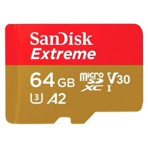 Карта памяти 64Gb SanDisk Extreme microSDXC Class 10 UHS-I U3 V30 A2