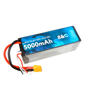 Аккумулятор Li-po B&C 5000 MAH 14.8v (4s) 50C, XT60, Hard case